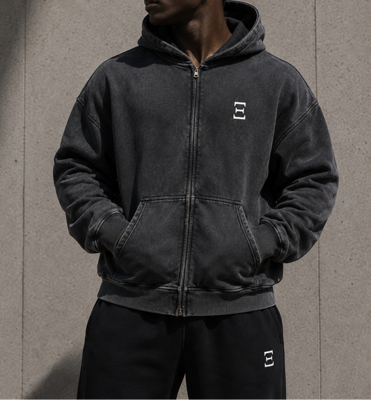 Zip-up Washed Cross Fleece